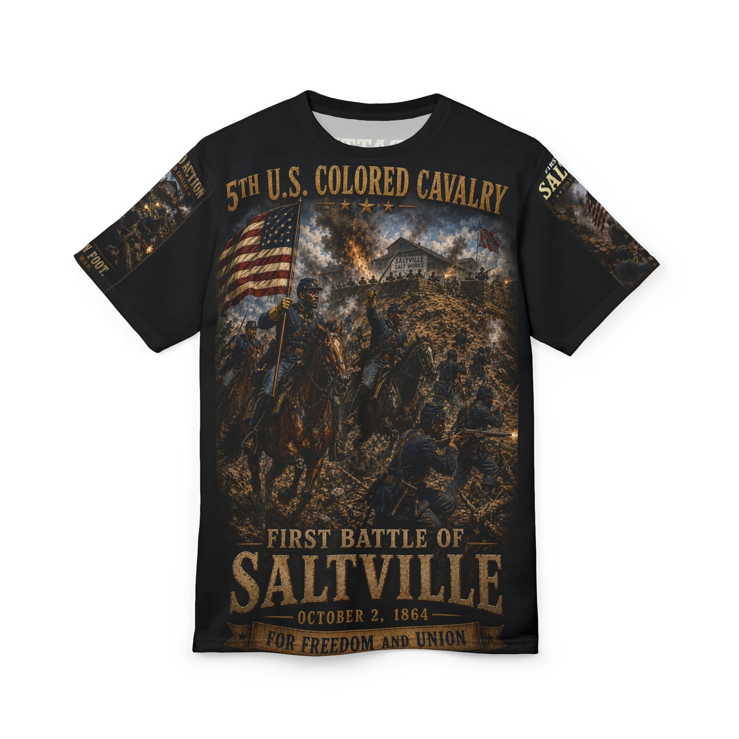 5th U.S. Colored Cavalry - First Battle of Saltville - Tribute Tee - Saltville, Virginia  - October 2, 1864  - For Freedom and Union