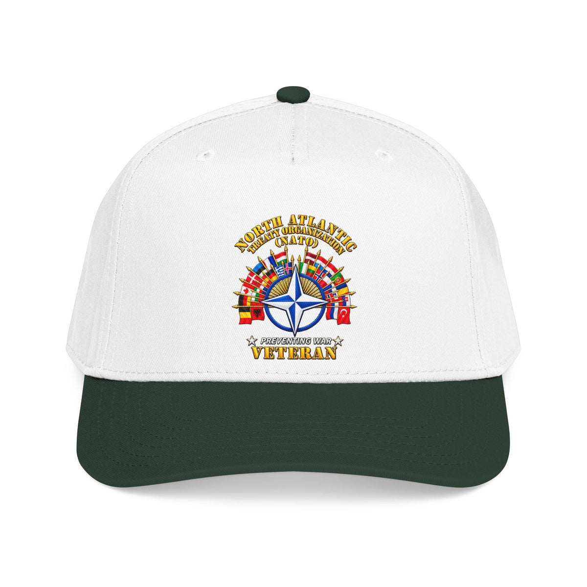 Mid Profile Baseball Cap - NATO - Polished NATO Veteran - with flags - 3D - Transparent