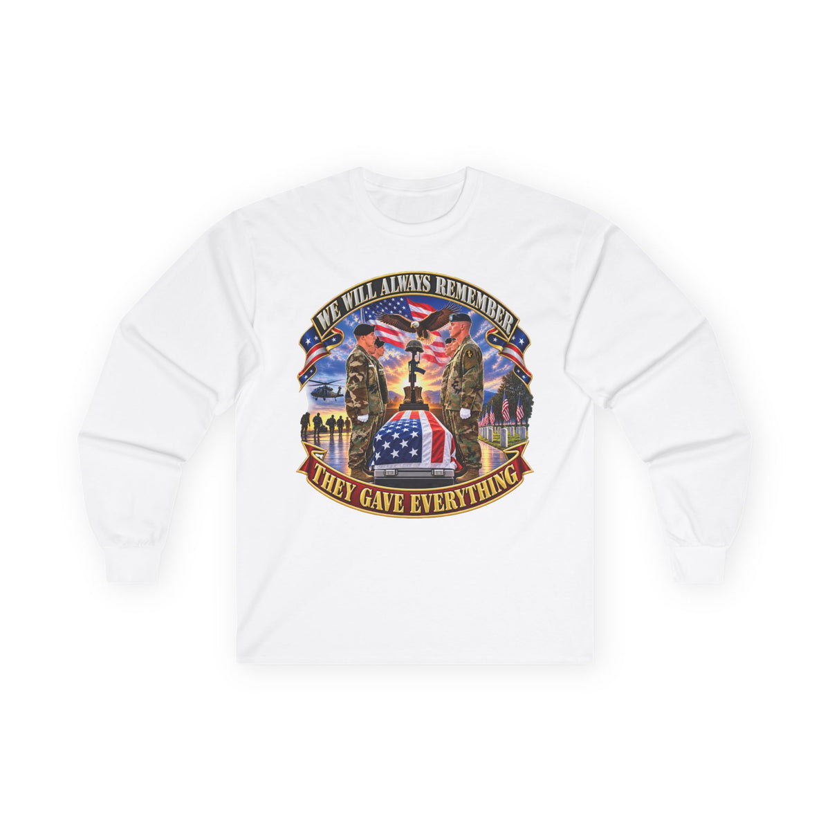 Unisex Ultra Cotton Long Sleeve Tee - Emblem - We Will Always Remember - They Gave Everything - 3D - Enhanced