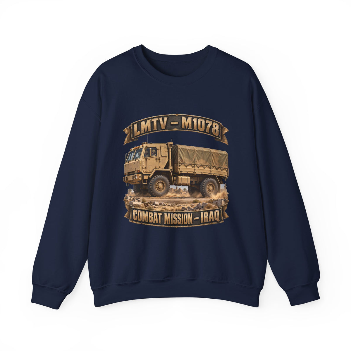 Crewneck Sweatshirt - Army - LMTV - 1078 - Combat Mission - Iraq - 3D - Enhanced