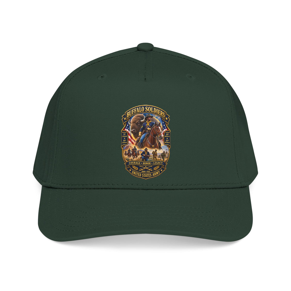 Mid Profile Baseball Cap - Overall Buffalo Soldiers Tribute - 3D - Enhanced