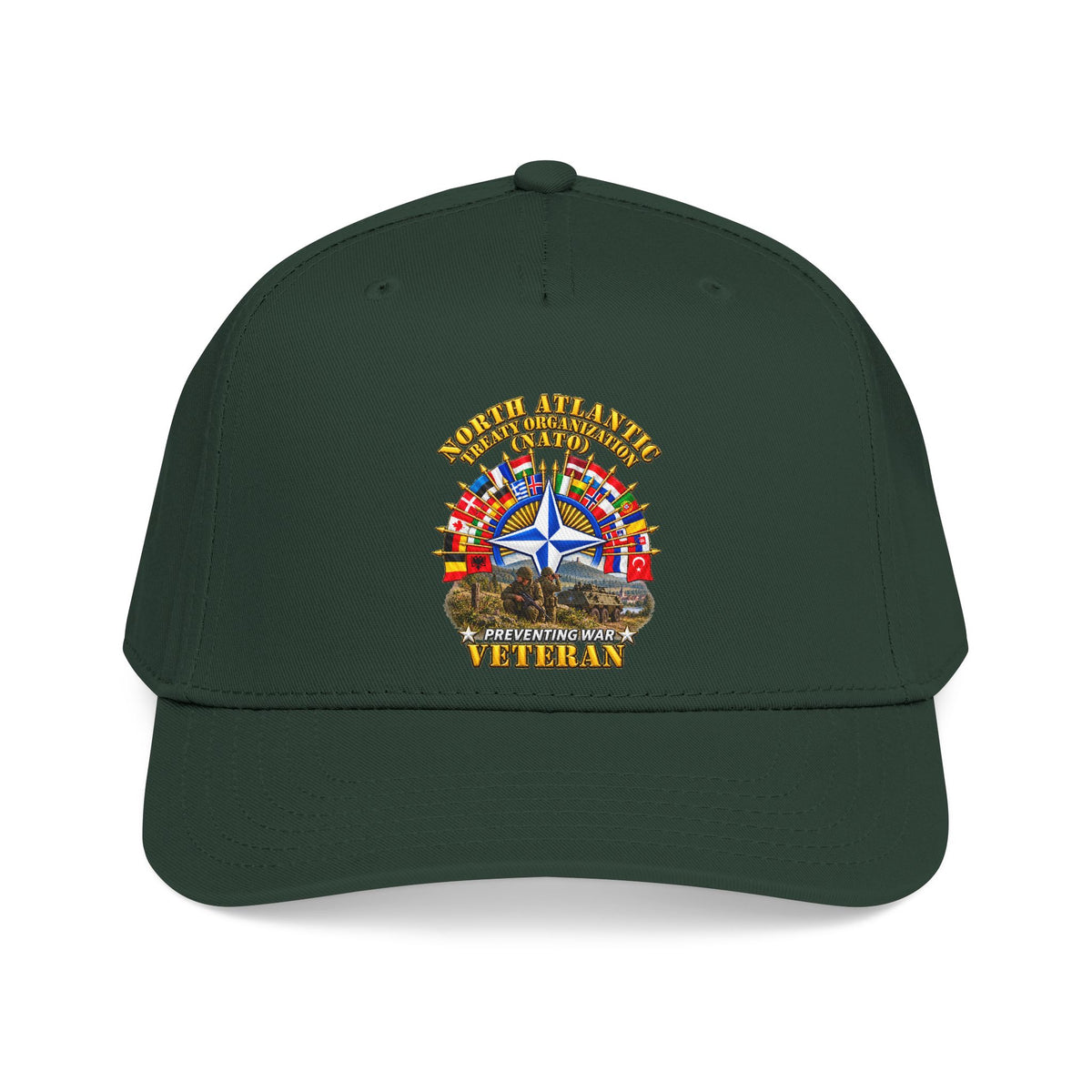 Mid Profile Baseball Cap - NATO - Polished NATO Veteran - with flags - Military Scene - 3D - Transparent