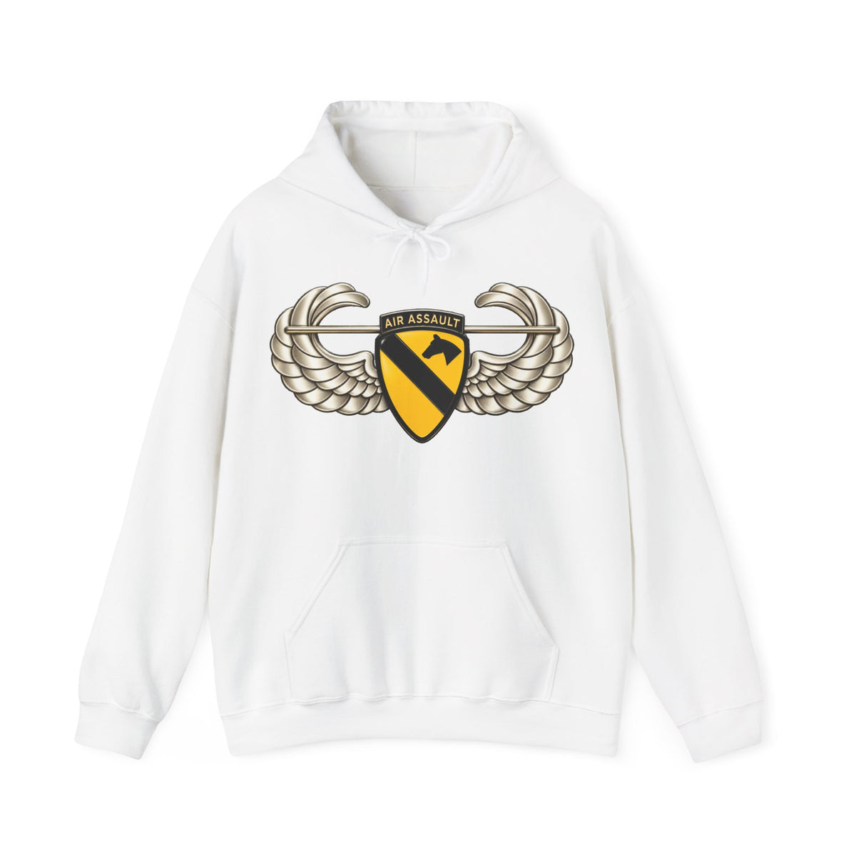 Hoodie — 1st Cavalry Division w Air Assault Tab on Airborne Badge wo Txt - 3D - Transparent