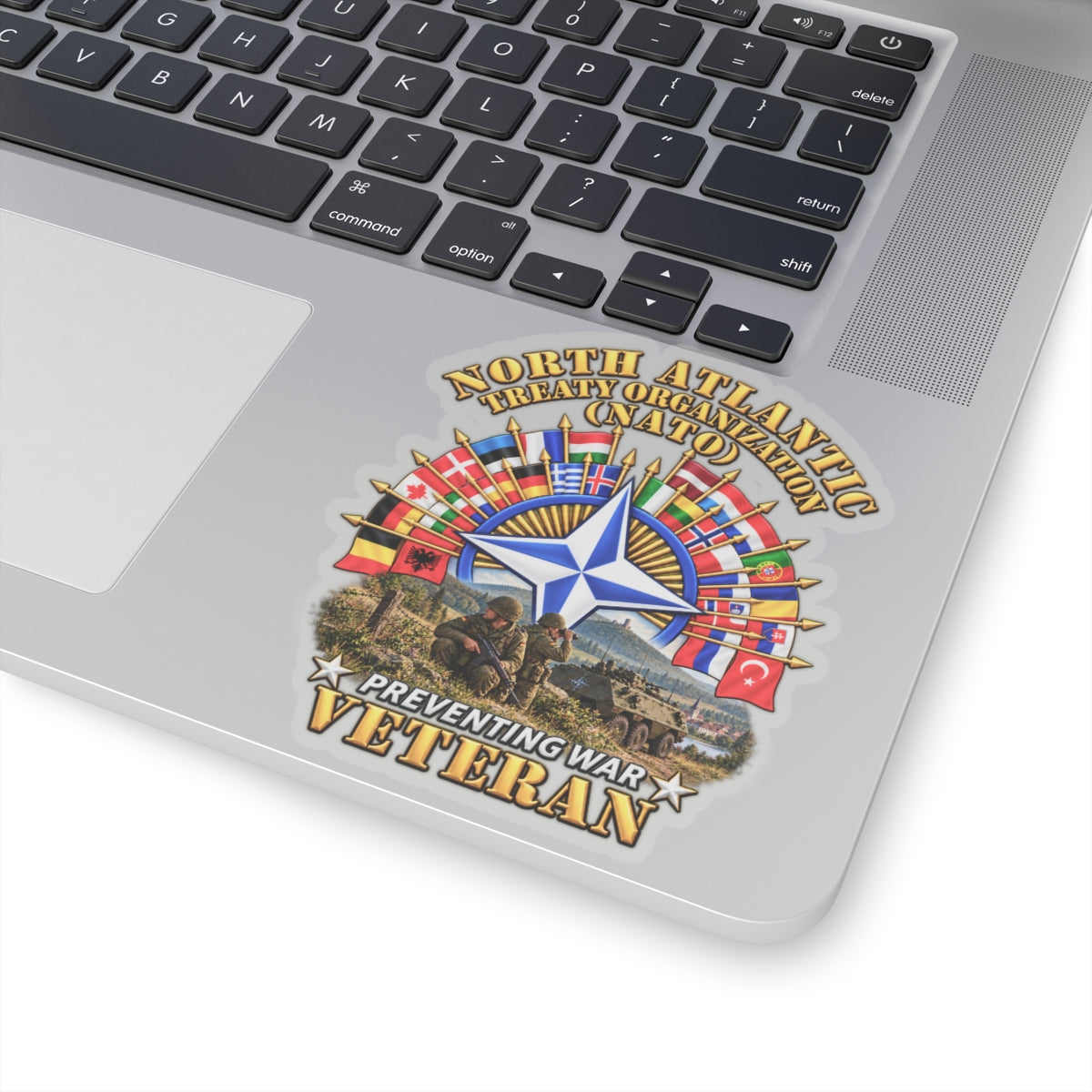 Kiss-Cut Stickers - NATO - Polished NATO Veteran - with flags - Military Scene - 3D - Transparent