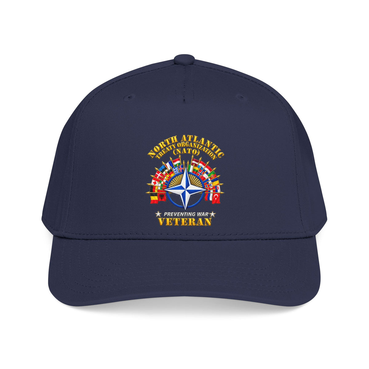 Mid Profile Baseball Cap - NATO - Polished NATO Veteran - with flags - 3D - Transparent