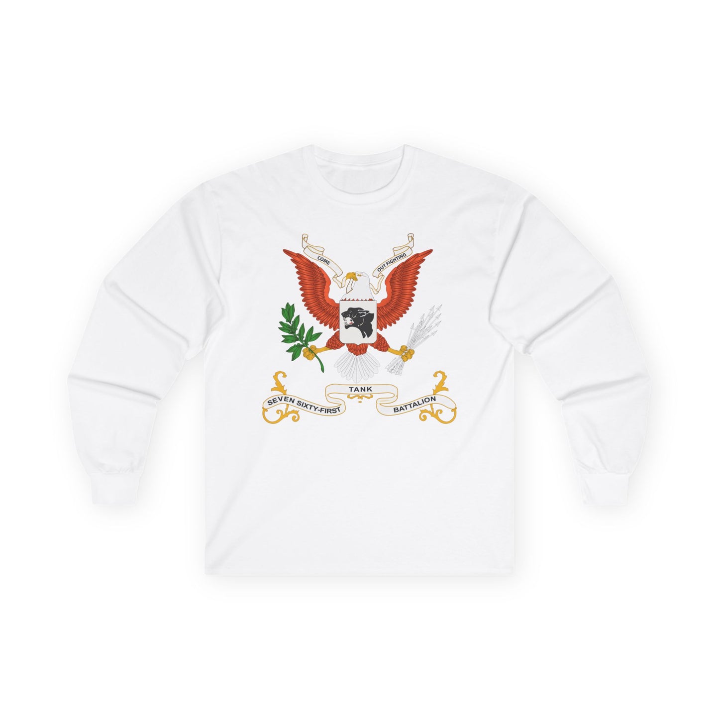 Long Sleeve Tee - Army - Regimental Colors - 761st Tank Battalion - Come Out Fighting