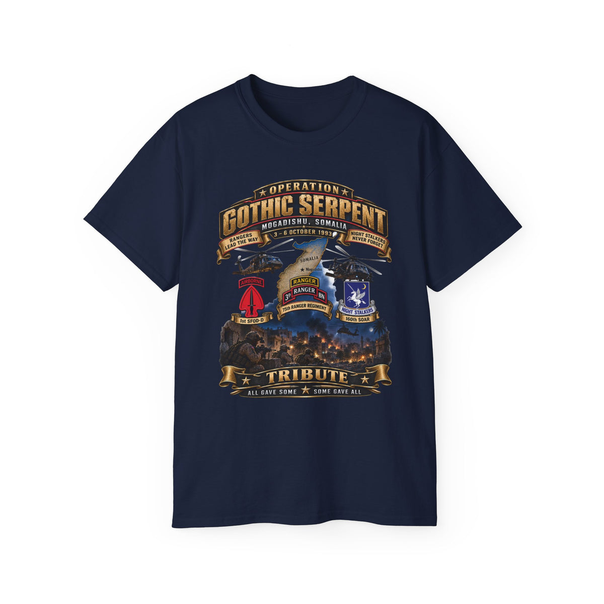 Unisex Ultra Cotton Tee - Operation Gothic Serpent - Mogadishi, Somalia - 3-6 Oct 1993 Tribute - 3D - Enhanced