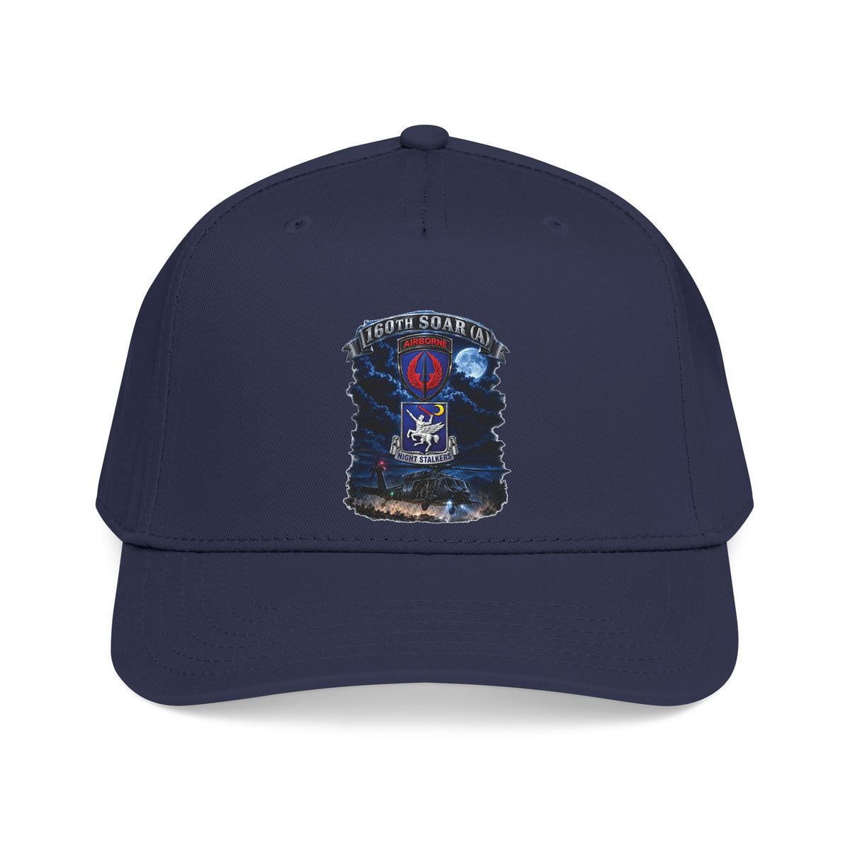 Mid Profile Baseball Cap - USASOAC - SSI, 160th Special Operations Regiment Airborne  DUI with Scene Blackhawk - 3D - Enhanced