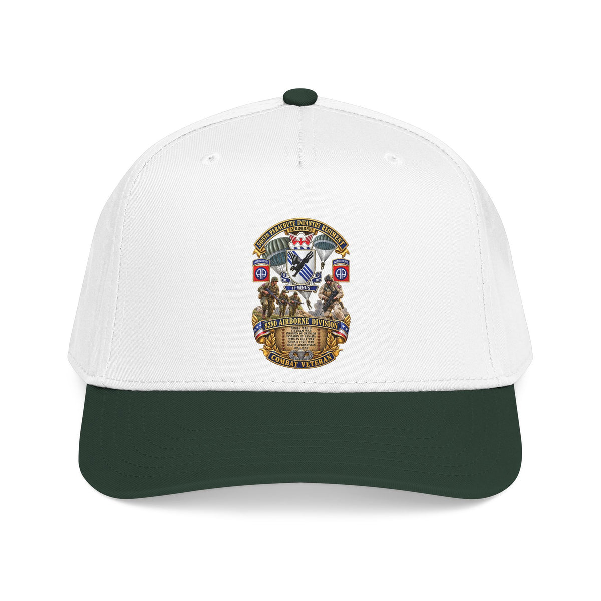 Mid Profile Baseball Cap - Army - Combat Vet w 505th PIR - 82nd Airborne  w Campaigns - Soldiers - SSI - 3D - Enhanced