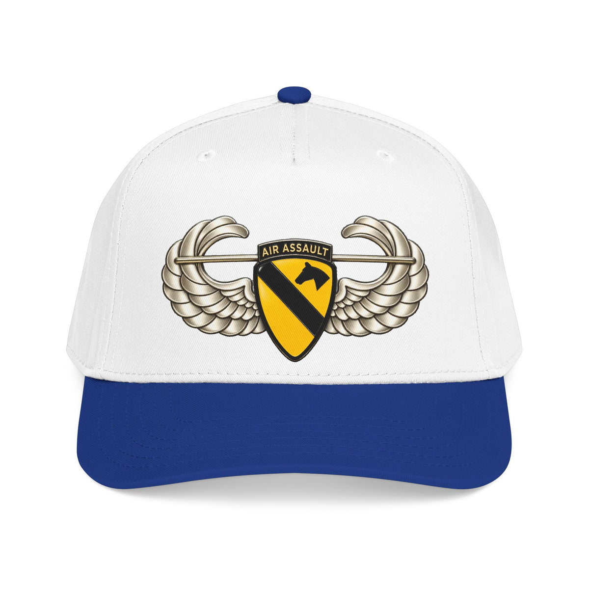 Mid Profile Baseball Cap — 1st Cavalry Division w Air Assault Tab on Airborne Badge wo Txt - 3D - Transparent