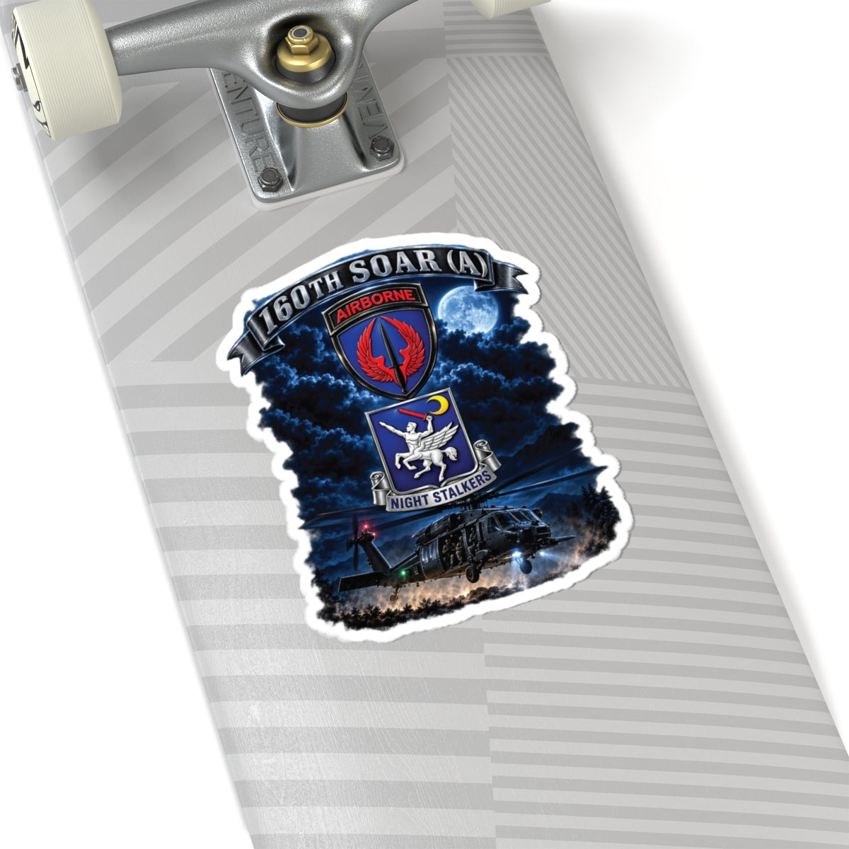 Kiss-Cut Stickers - USASOAC - SSI, 160th Special Operations Regiment Airborne  DUI with Scene Blackhawk - 3D - Enhanced