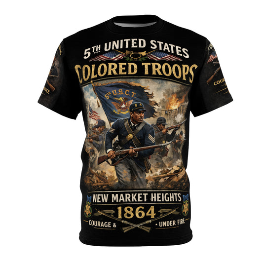 5th U.S. Colored Troops All‑Over Print Tee — Courage Under Fire (Battle of New Market Heights)