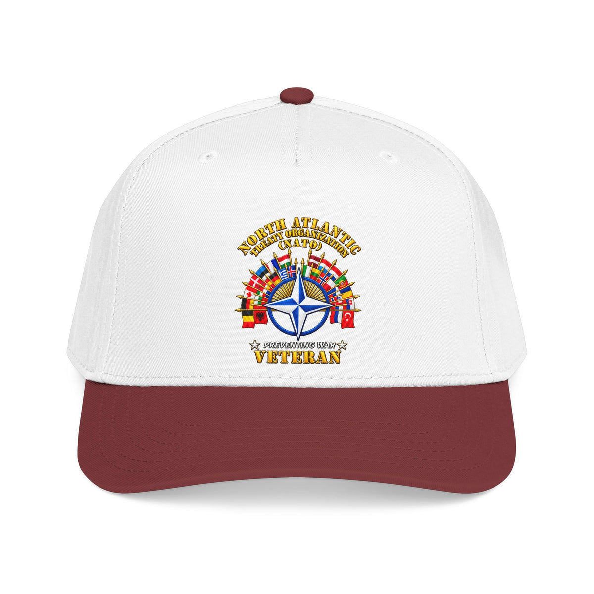Mid Profile Baseball Cap - NATO - Polished NATO Veteran - with flags - 3D - Transparent