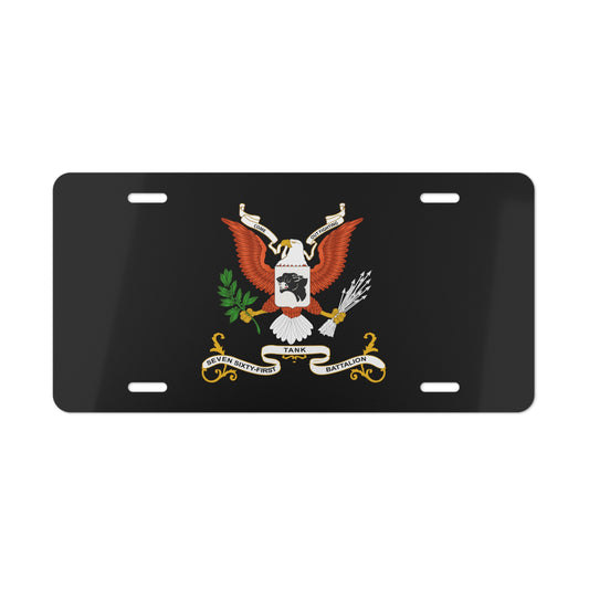 License Plate - Army - Regimental Colors - 761st Tank Battalion - Come Out Fighting