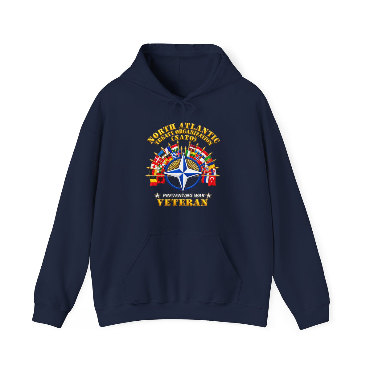 Hoodie — NATO - Polished NATO Veteran - with flags - 3D - Transparent