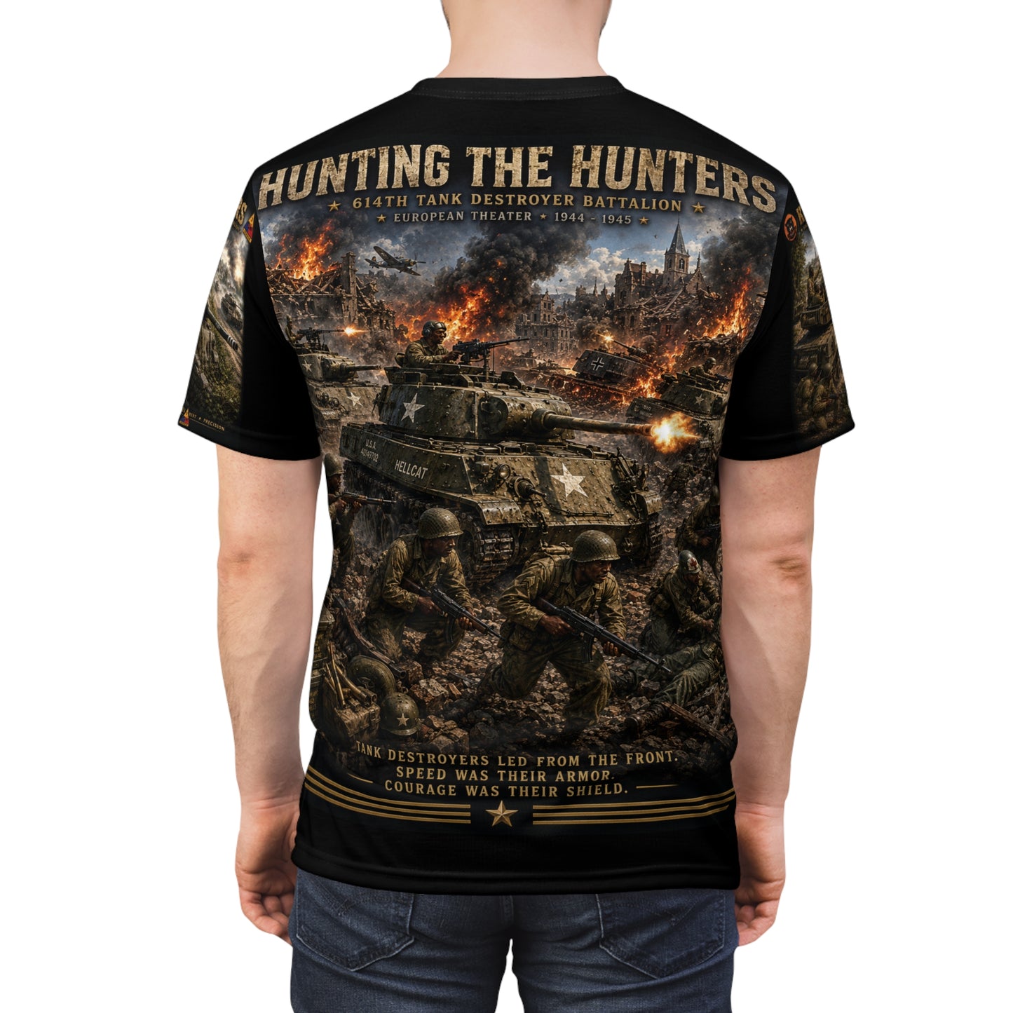 614th Tank Destroyer Battalion - World War II - Tribute Tee — "Hunting the Hunters"