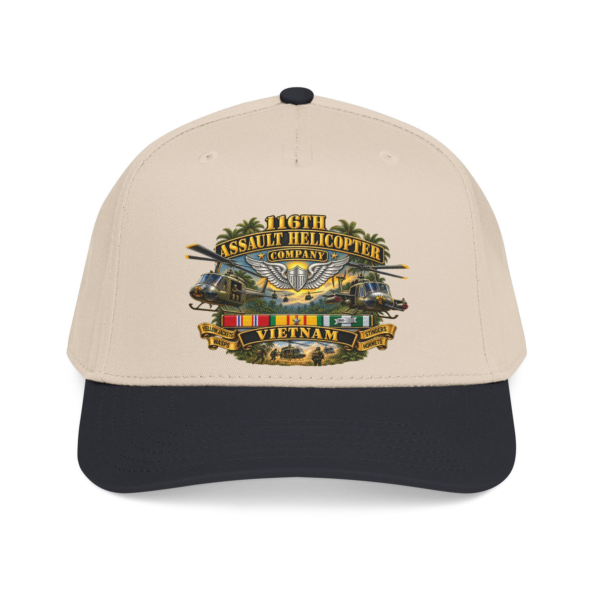 Mid Profile Baseball Cap - Army - 116th Assault Helicopter Co w  Aviator Badge w VN SVC - HORNETS - 3D - Enhanced