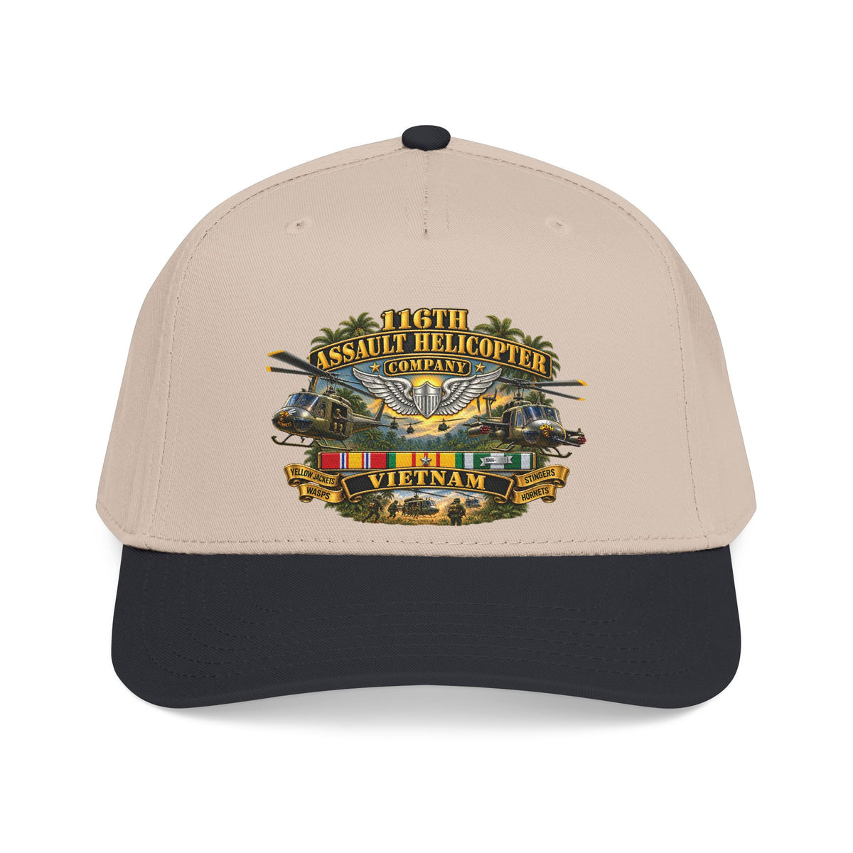 Mid Profile Baseball Cap - Army - 116th Assault Helicopter Co w  Aviator Badge w VN SVC - HORNETS - 3D - Enhanced