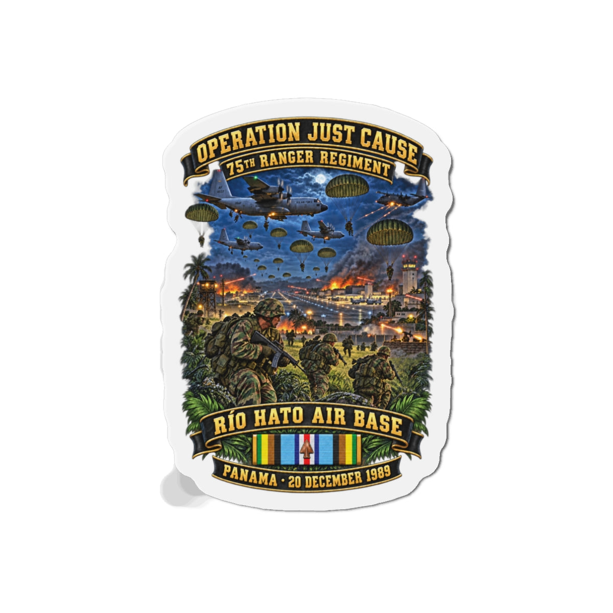 Die-Cut Magnets — SOF - Operation Just Cause  - Panama Invasion 1989 - 75th Ranger Rgt - Rio Hato Air Base - 3D - Enhanced