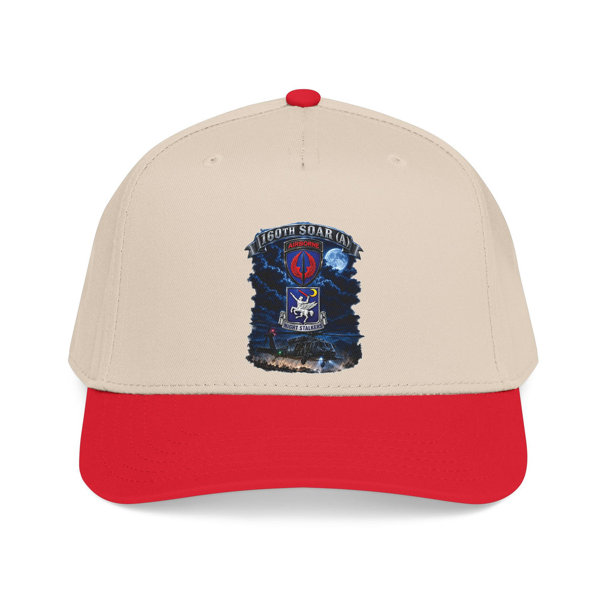 Mid Profile Baseball Cap - USASOAC - SSI, 160th Special Operations Regiment Airborne  DUI with Scene Blackhawk - 3D - Enhanced