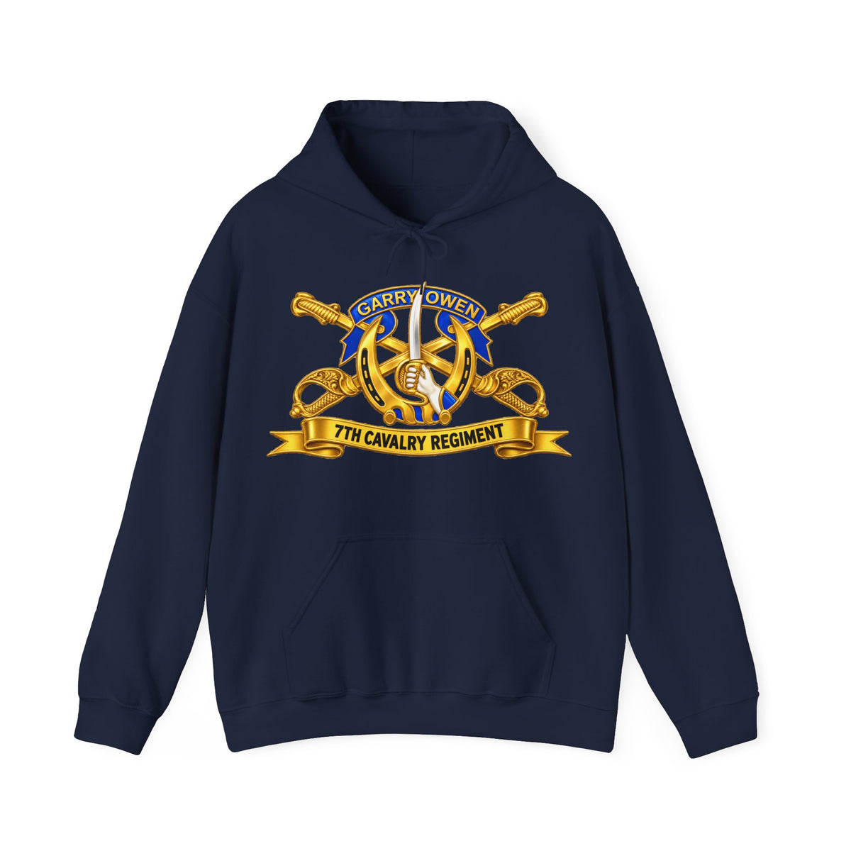 Hoodie — 7th Cavalry Regiment - DUI, Br, Ribbon wo Scene - 3D - Transparent
