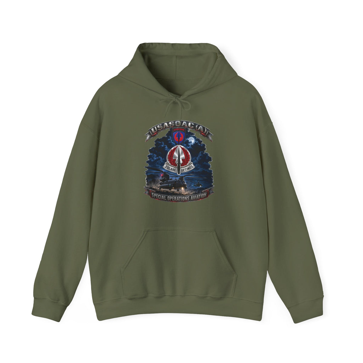 Hoodie — USA Special Operations Aviation Command (Airborne) - SSI, DUI with Scene - 3D - Enhanced