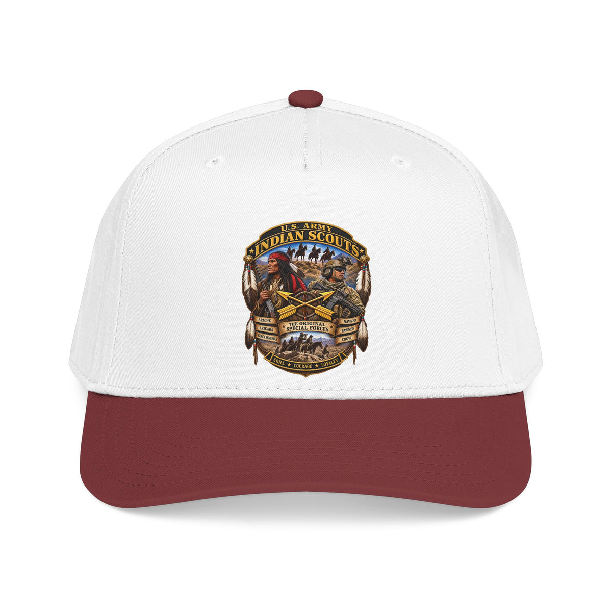 Mid Profile Baseball Cap - United States Indian Scouts (USS) - Original Special Forces - 3D - Enhanced