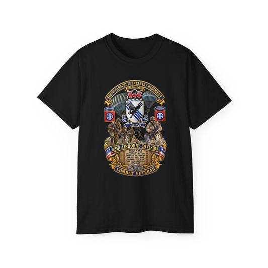 Unisex Ultra Cotton Tee - Army - Combat Vet w 505th PIR - 82nd Airborne  w Campaigns - Soldiers - SSI - 3D - Enhanced