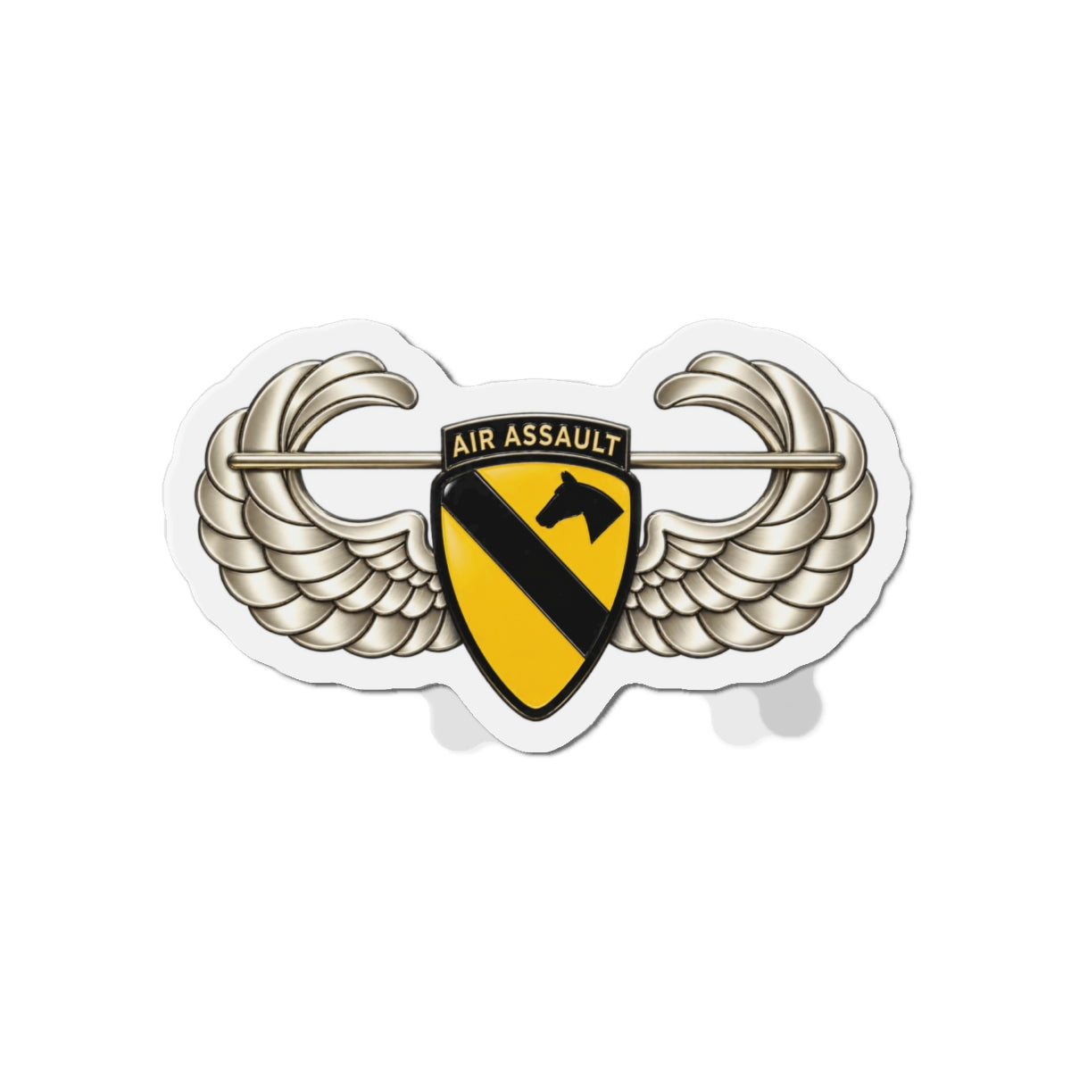 Die-Cut Magnets — 1st Cavalry Division w Air Assault Tab on Airborne Badge wo Txt - 3D - Transparent