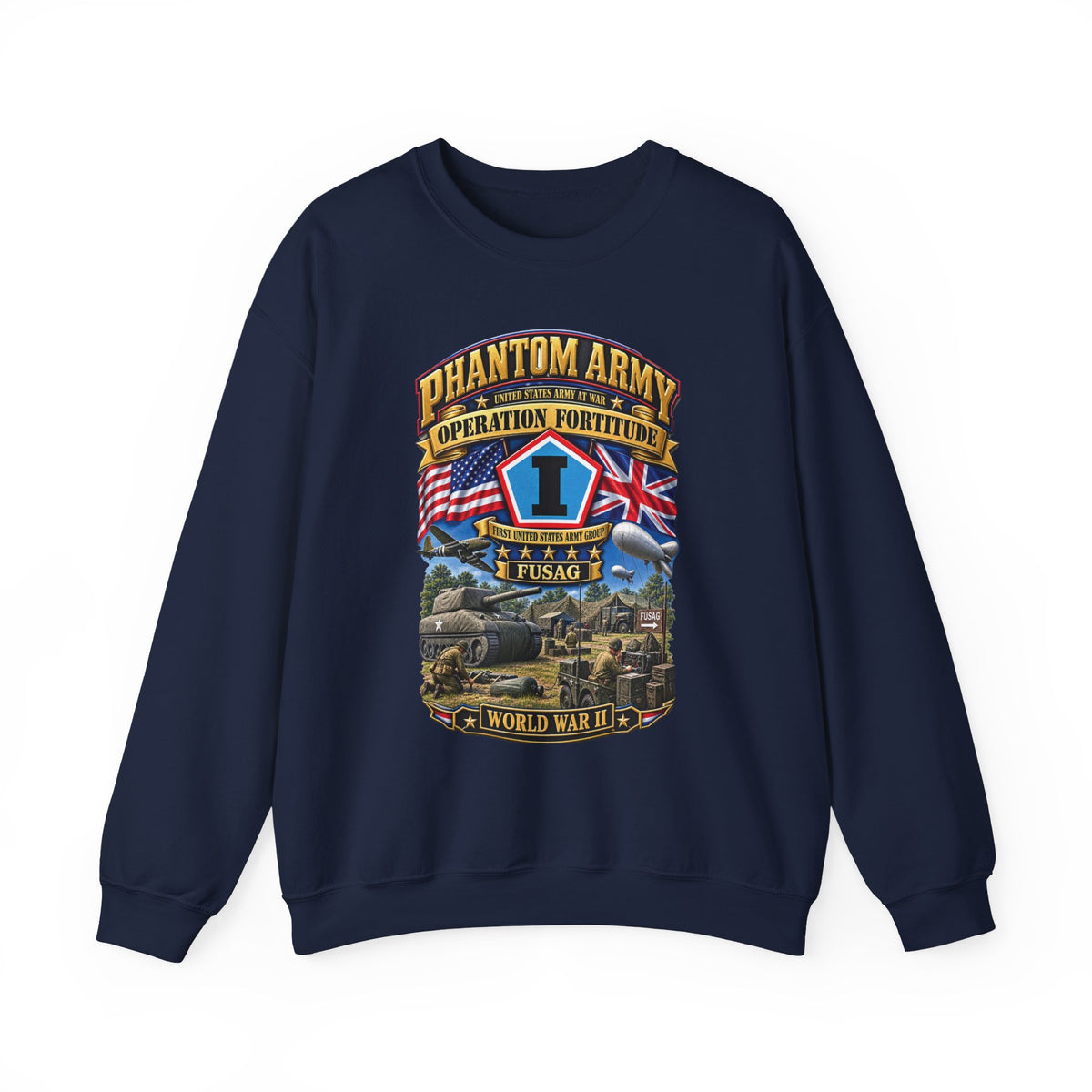 Crewneck Sweatshirt - Army - Phantom Army - Operation Fortitude - WWII - 1st FUSAG - 3D - Enhanced