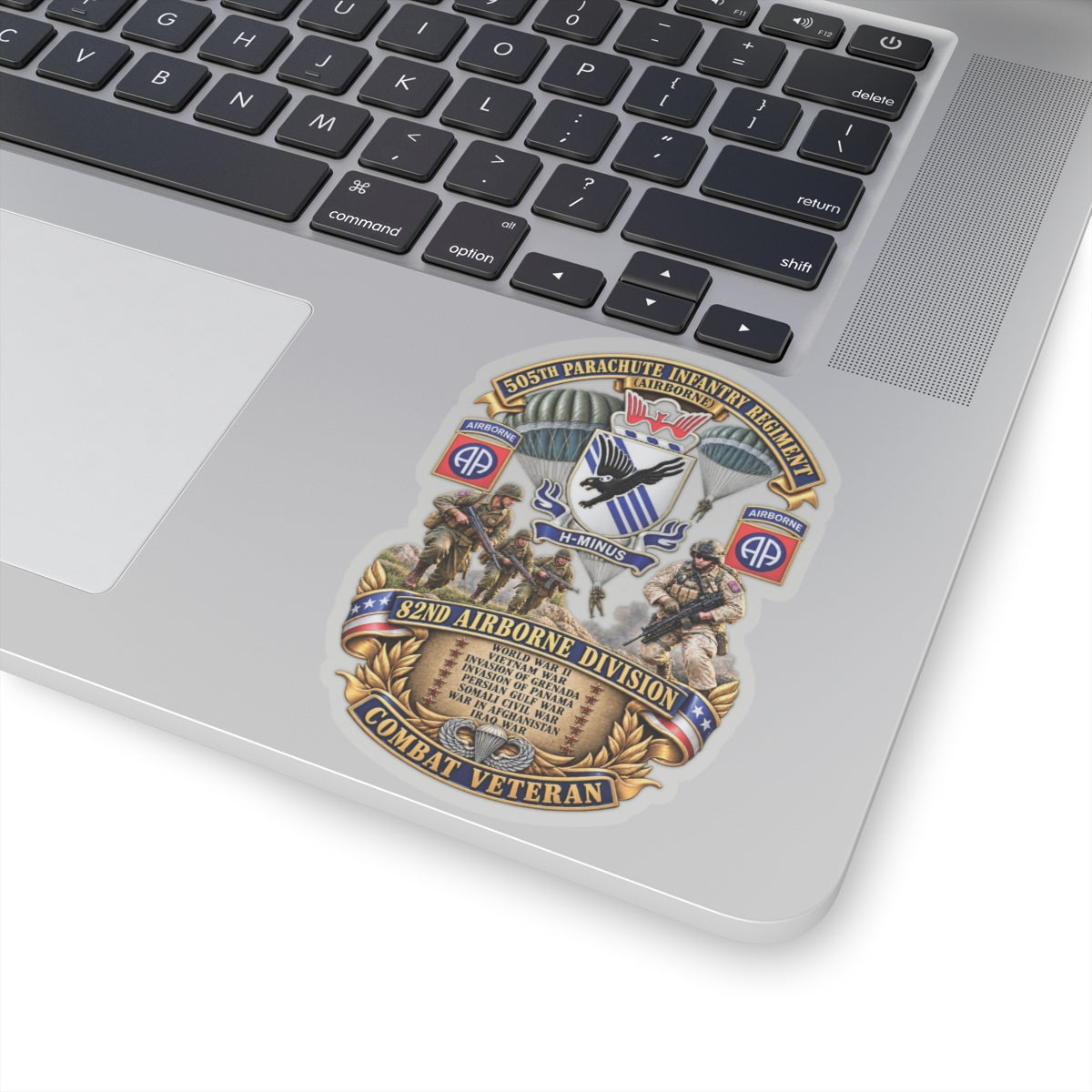 Kiss-Cut Stickers - Army - Combat Vet w 505th PIR - 82nd Airborne  w Campaigns - Soldiers - SSI - 3D - Enhanced