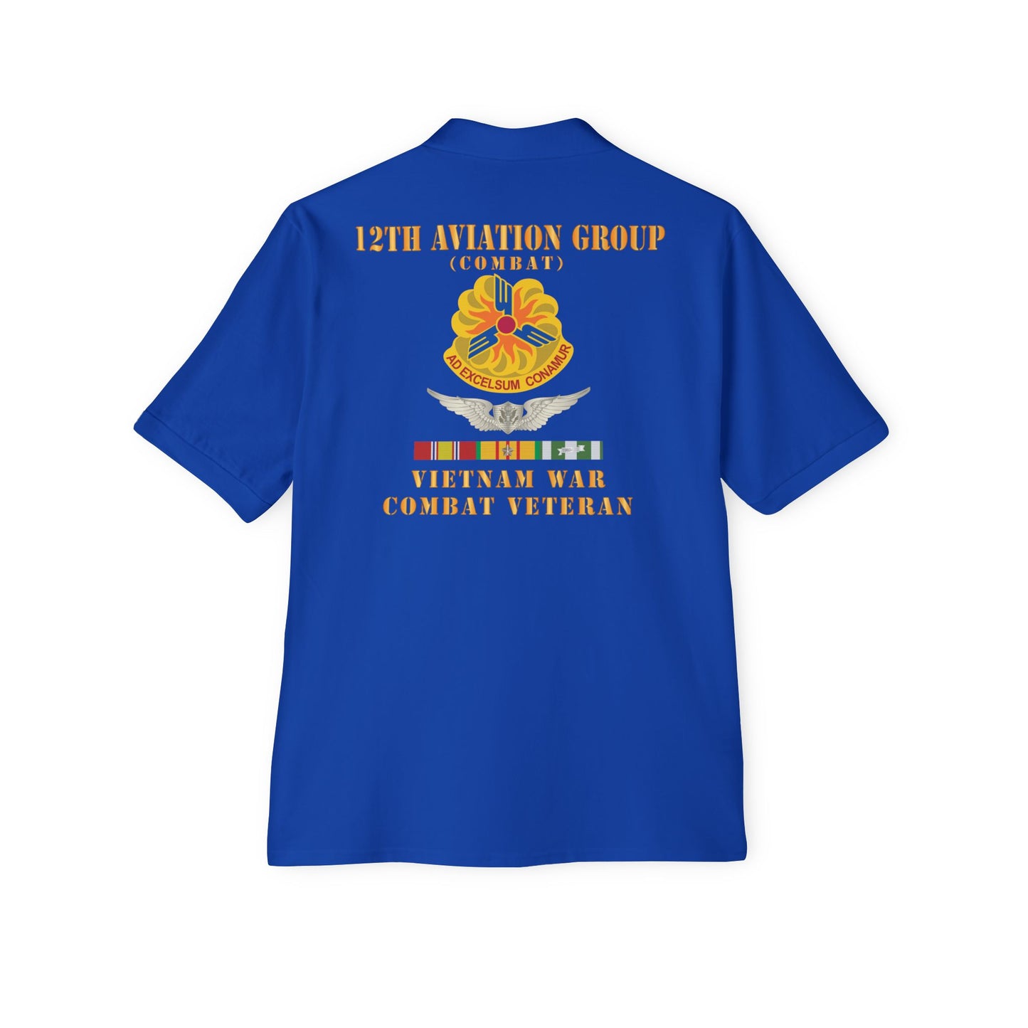 Men's Casual Piqué Polo - Army - 12th  AVN Group, Combat -  DUI - Aircrew, Vietnam War - Veteran VN SVC X 300