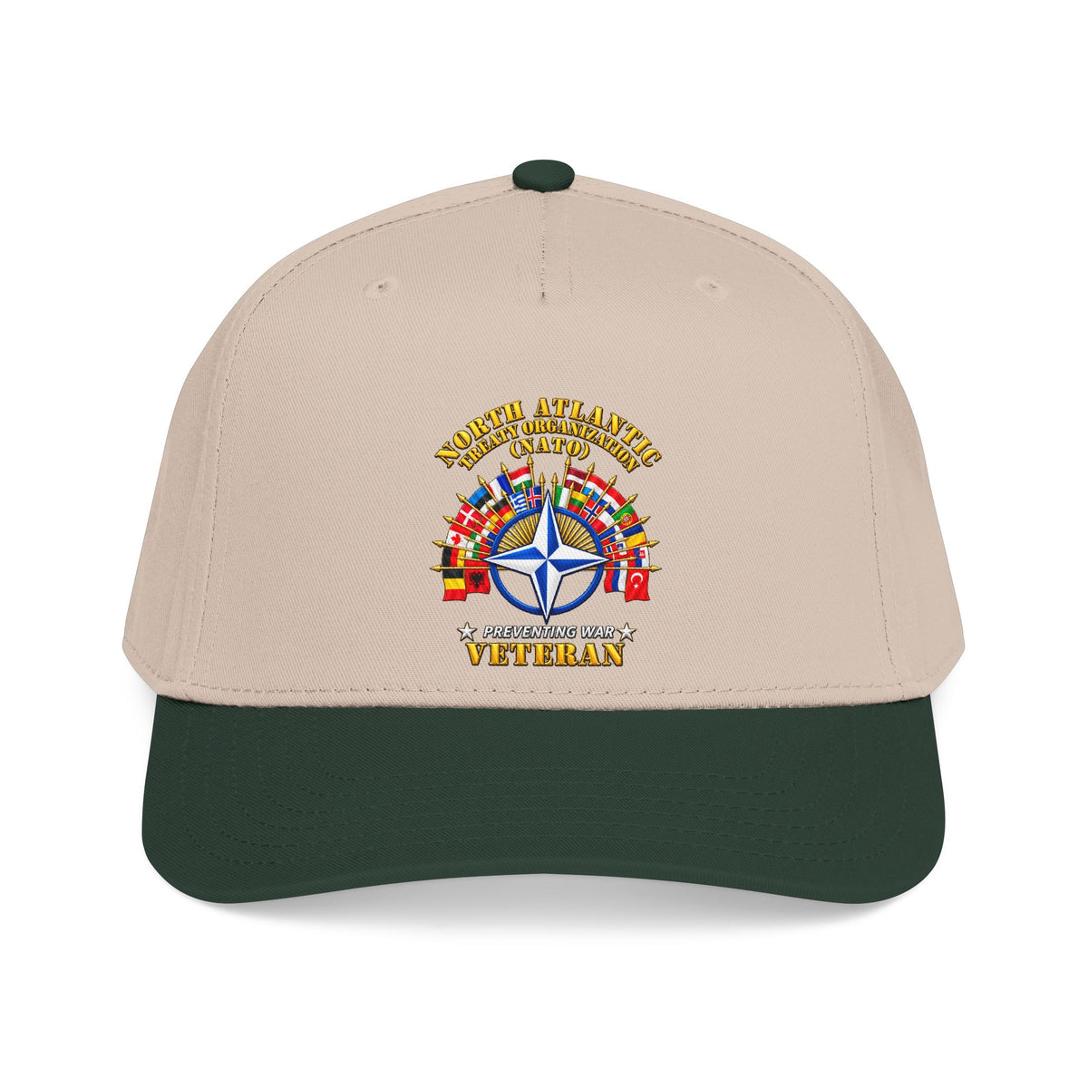 Mid Profile Baseball Cap - NATO - Polished NATO Veteran - with flags - 3D - Transparent