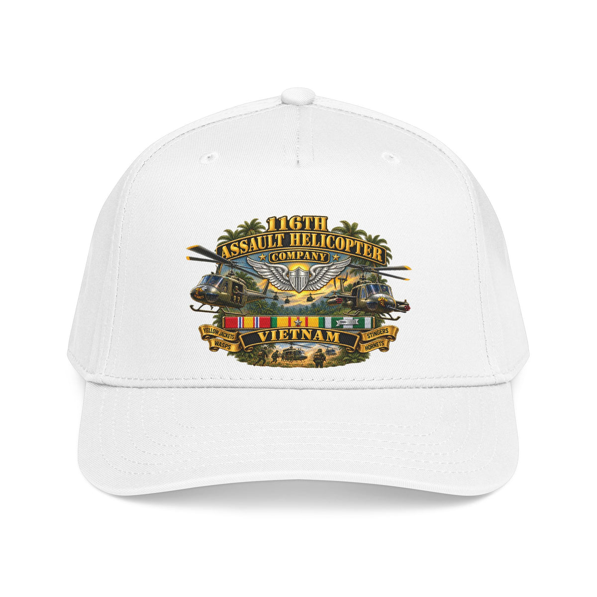 Mid Profile Baseball Cap - Army - 116th Assault Helicopter Co w  Aviator Badge w VN SVC - HORNETS - 3D - Enhanced