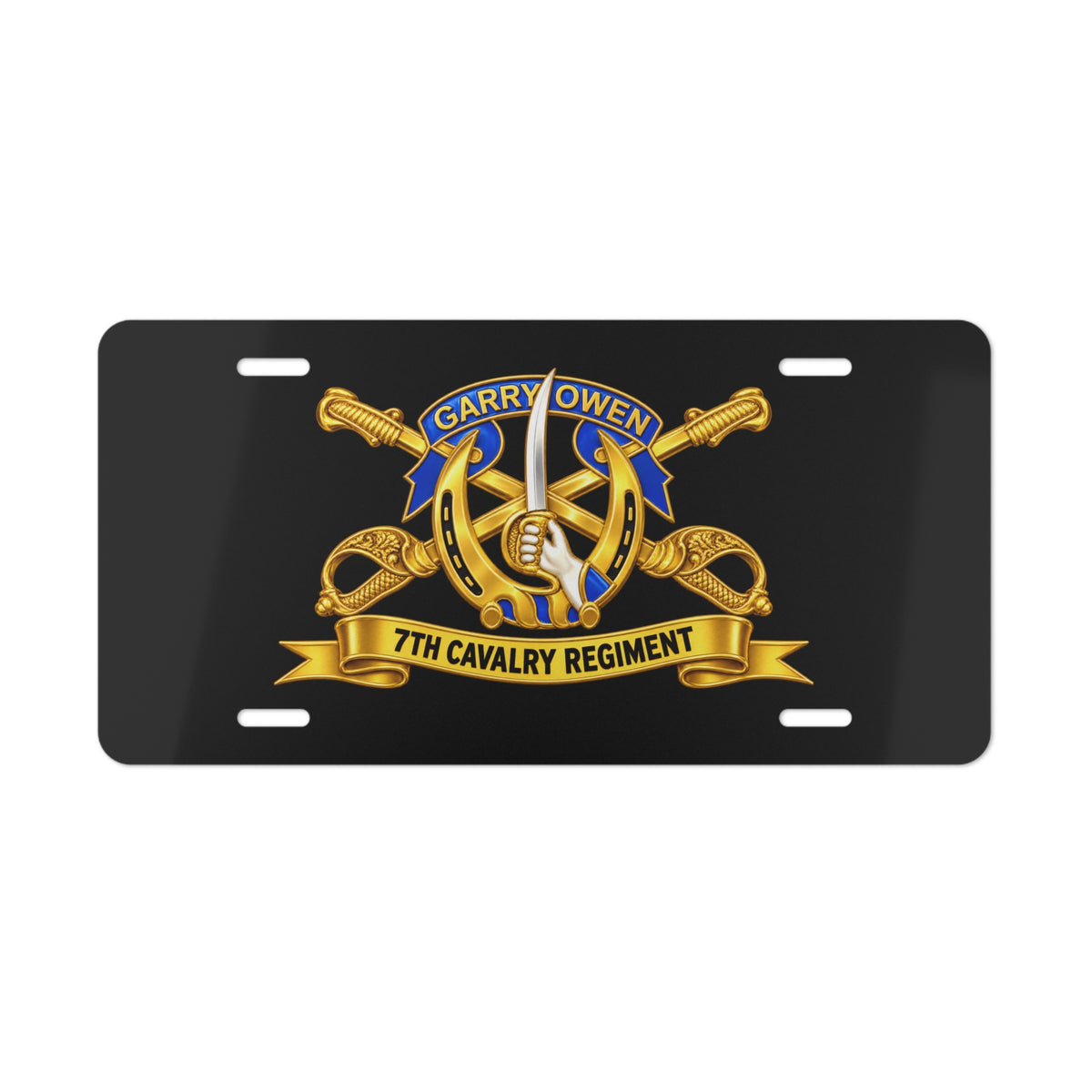Vanity License Plate - 7th Cavalry Regiment - DUI, Br, Ribbon wo Scene - 3D - Transparent