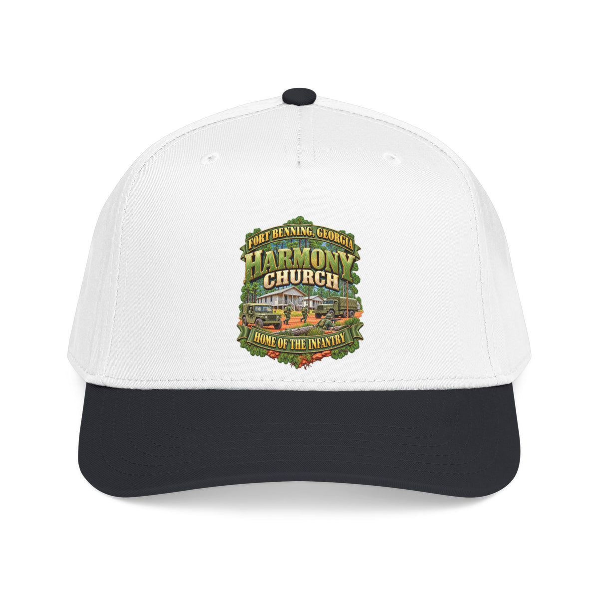 Mid Profile Baseball Cap - Fort Benning, Georgia, Harmony Church - Home of the Infantry - 3D - Enhanced