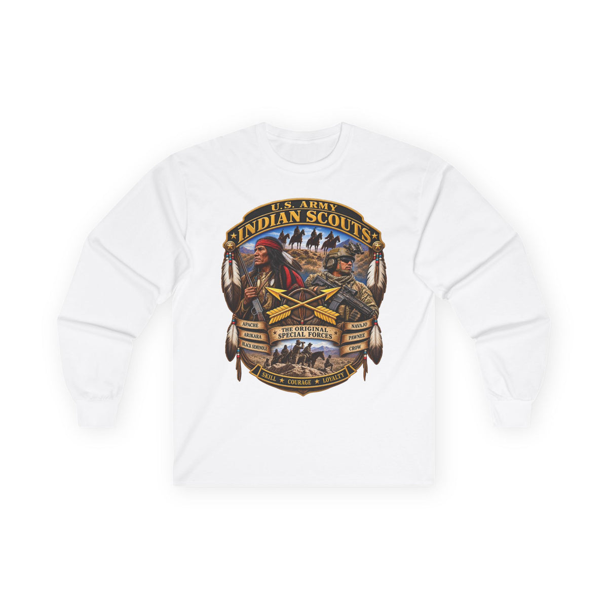 Unisex Ultra Cotton Long Sleeve Tee - United States Indian Scouts (USS) - Original Special Forces - 3D - Enhanced