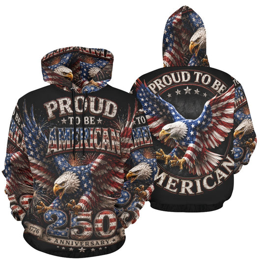Proud to be American - 250th anniversary w Fireworks Men's All Over Print Hoodie (USA Size) (Model H13)