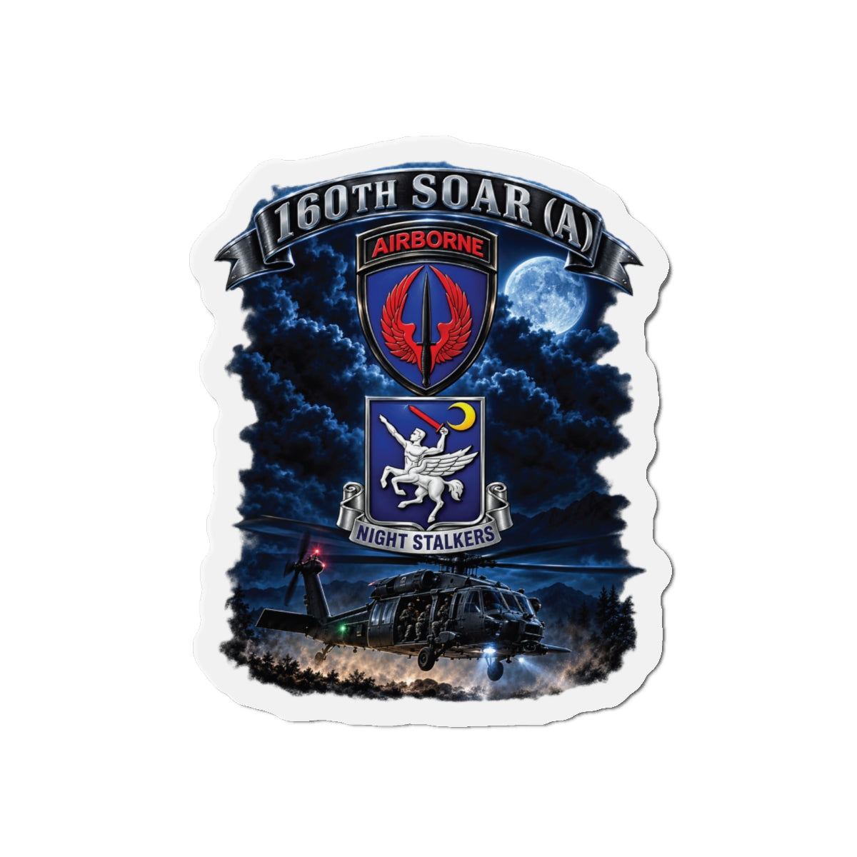 Die-Cut Magnets — USASOAC - SSI, 160th Special Operations Regiment Airborne  DUI with Scene Blackhawk - 3D - Enhanced