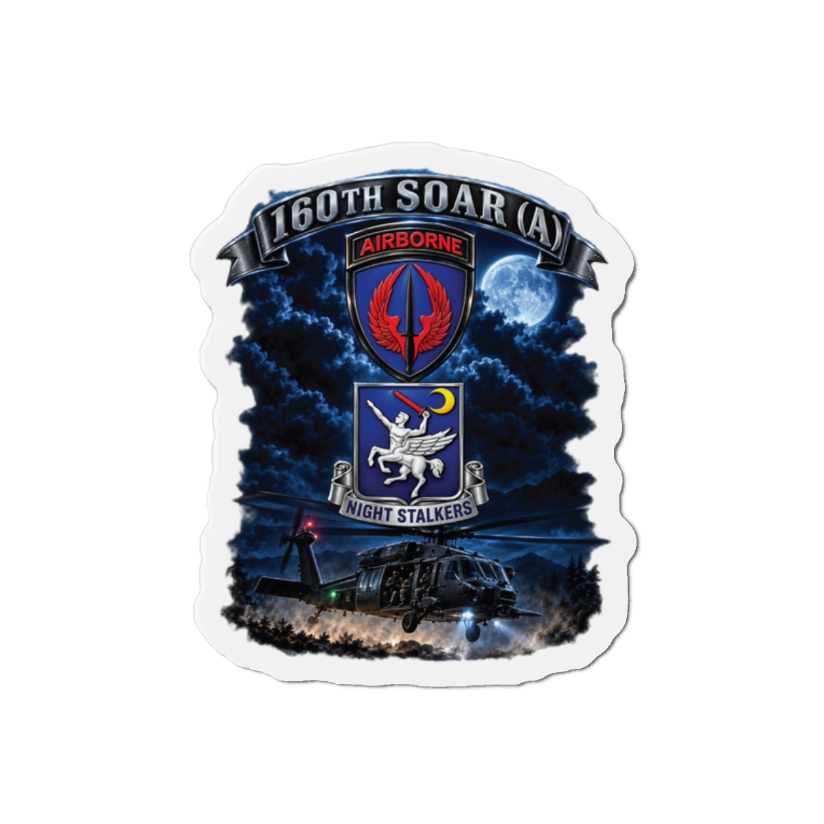 Die-Cut Magnets — USASOAC - SSI, 160th Special Operations Regiment Airborne  DUI with Scene Blackhawk - 3D - Enhanced