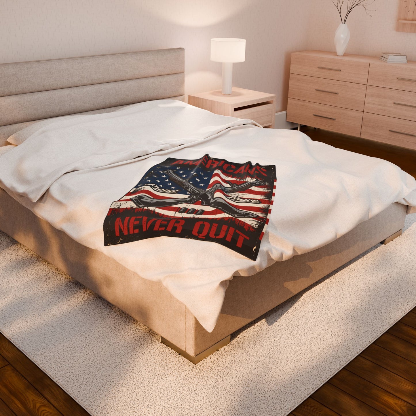 Velveteen Plush Blanket - Americans Never Quit