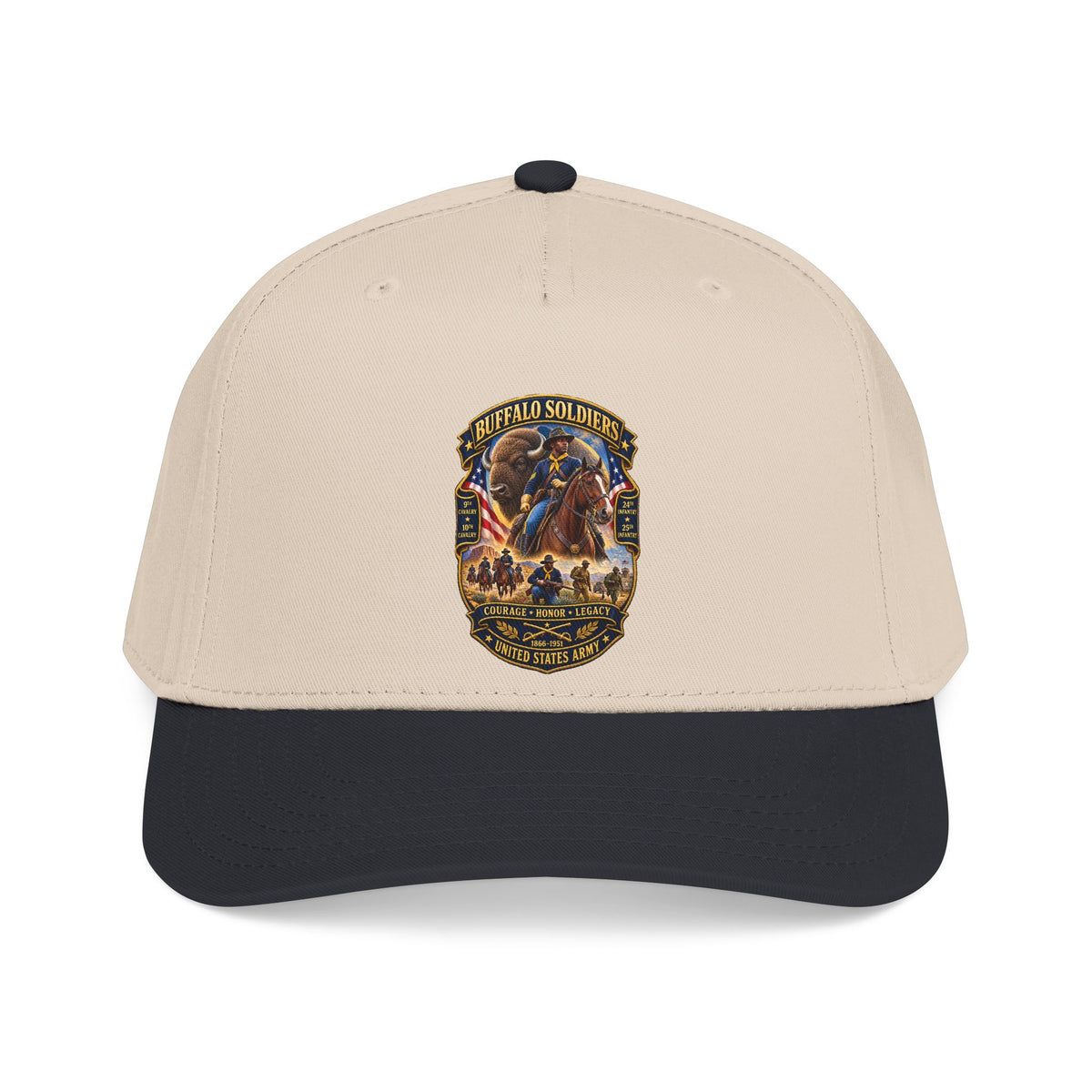 Mid Profile Baseball Cap - Overall Buffalo Soldiers Tribute - 3D - Enhanced