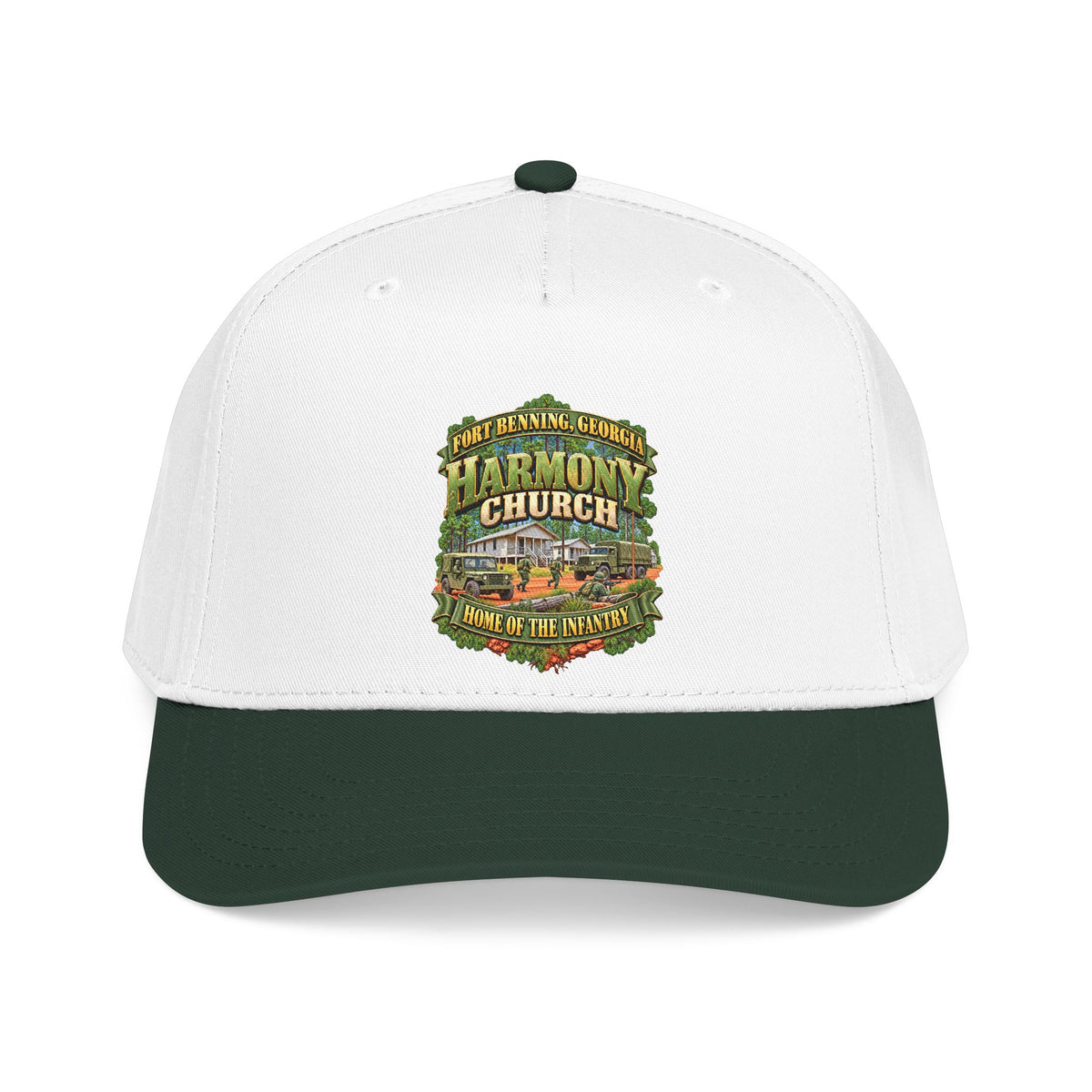 Mid Profile Baseball Cap - Fort Benning, Georgia, Harmony Church - Home of the Infantry - 3D - Enhanced