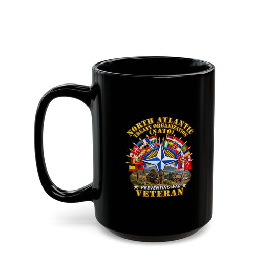 Black Mug  (15oz) - NATO - Polished NATO Veteran - with flags - Military Scene - 3D - Transparent