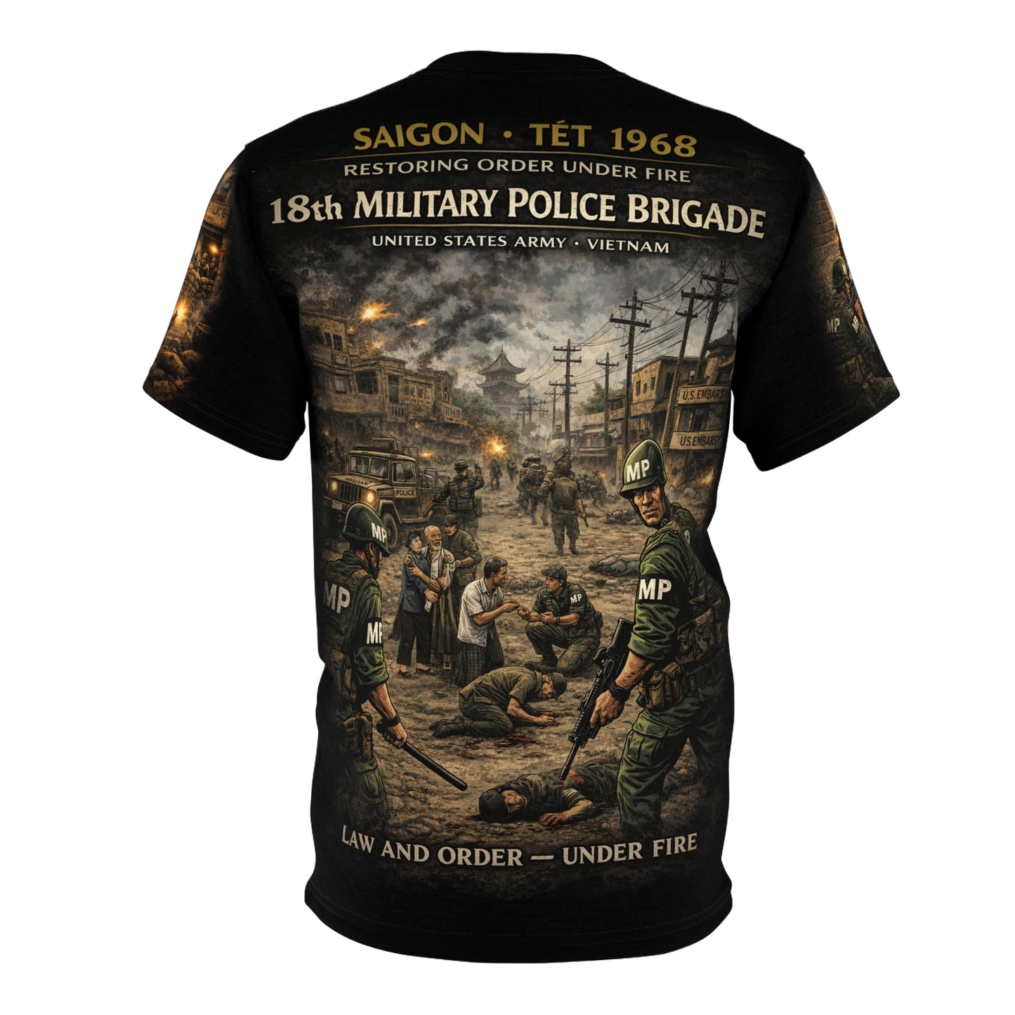 18th Military Police Brigade Tet 1968 Tribute Tee — "Taking Back Control"