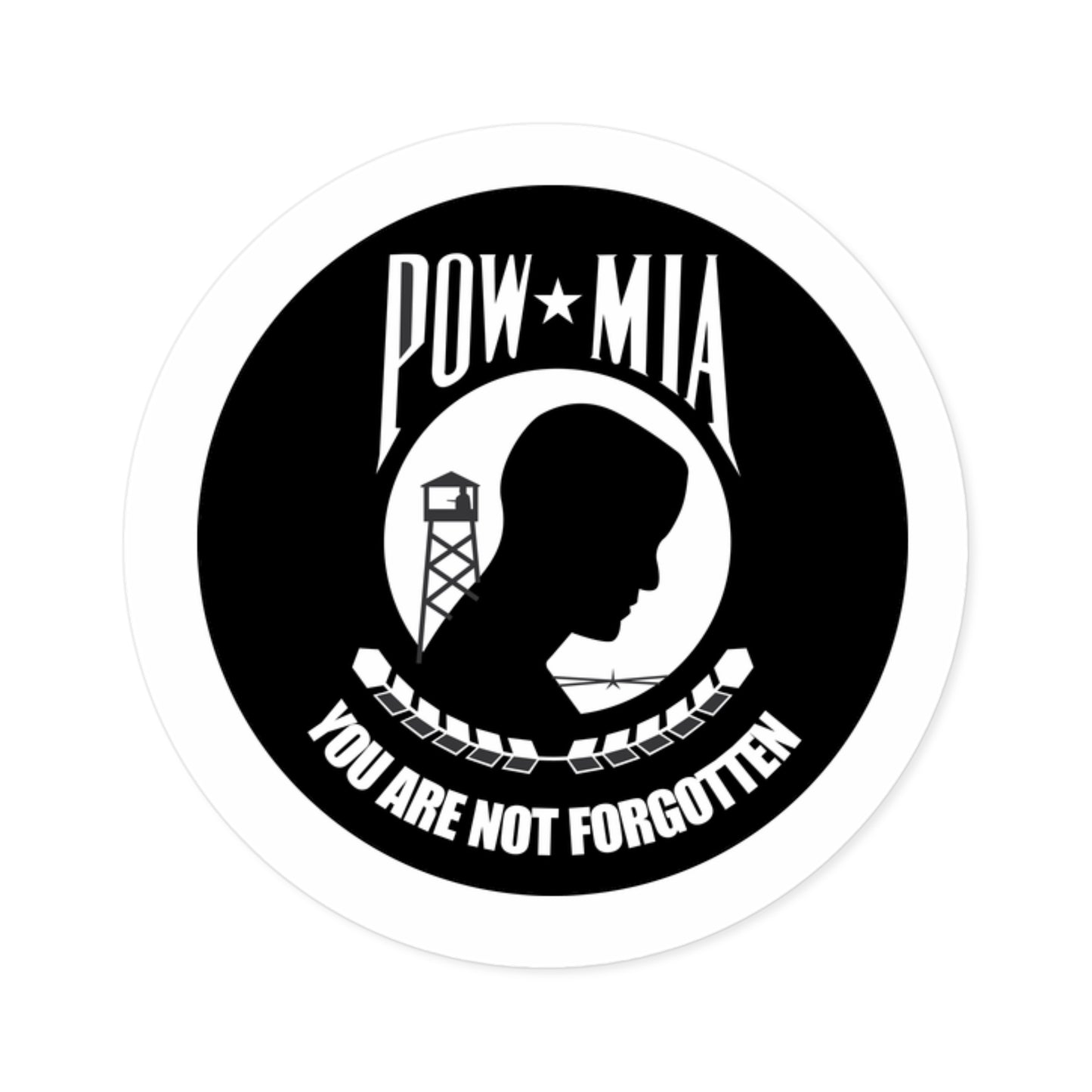 Round Stickers, Indoor\Outdoor POW/MIA Stickers - POWs/MIAs - YOU ARE NOT FORGOTTEN!