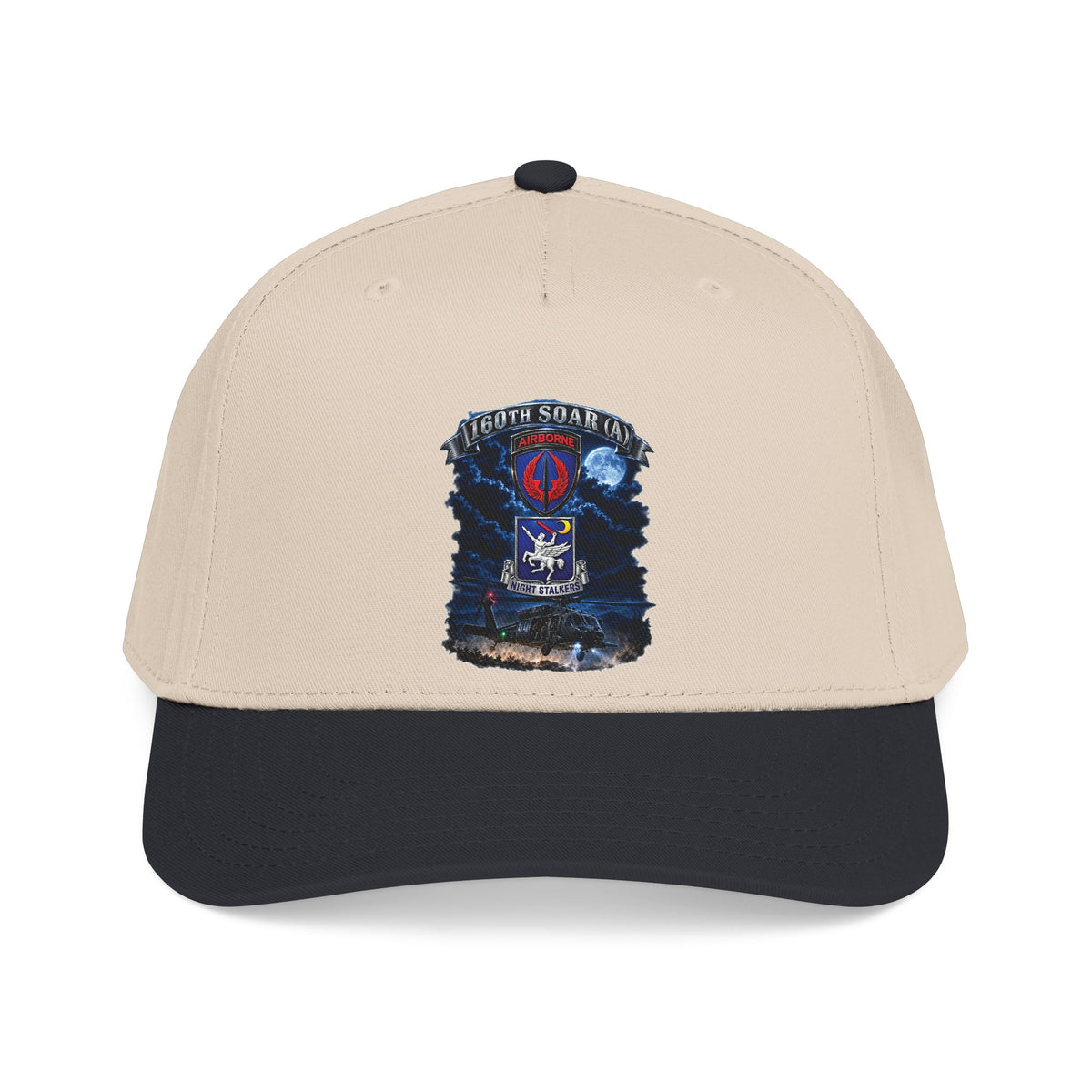 Mid Profile Baseball Cap - USASOAC - SSI, 160th Special Operations Regiment Airborne  DUI with Scene Blackhawk - 3D - Enhanced