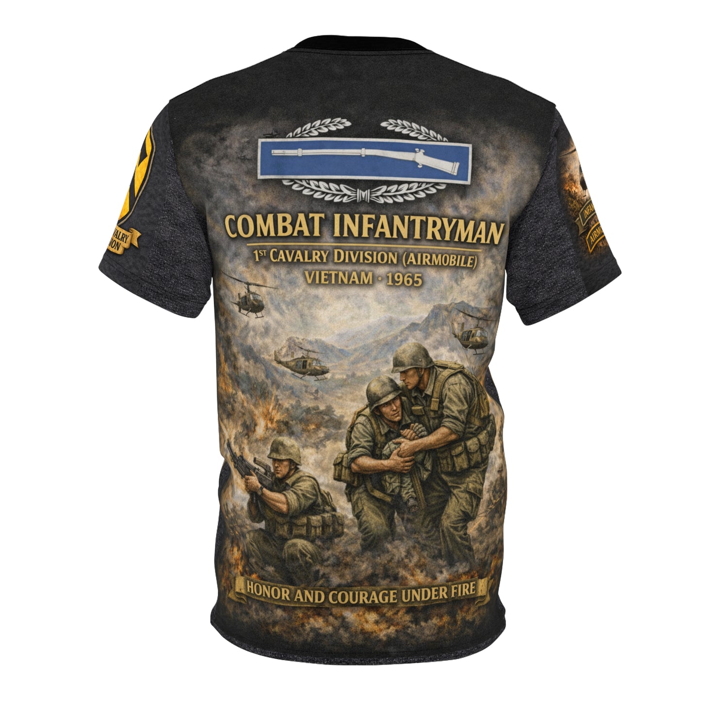 Battle of Ia Drang 1965 Airmobile Tee — 1st Cavalry Division Combat Infantryman All‑Over Print