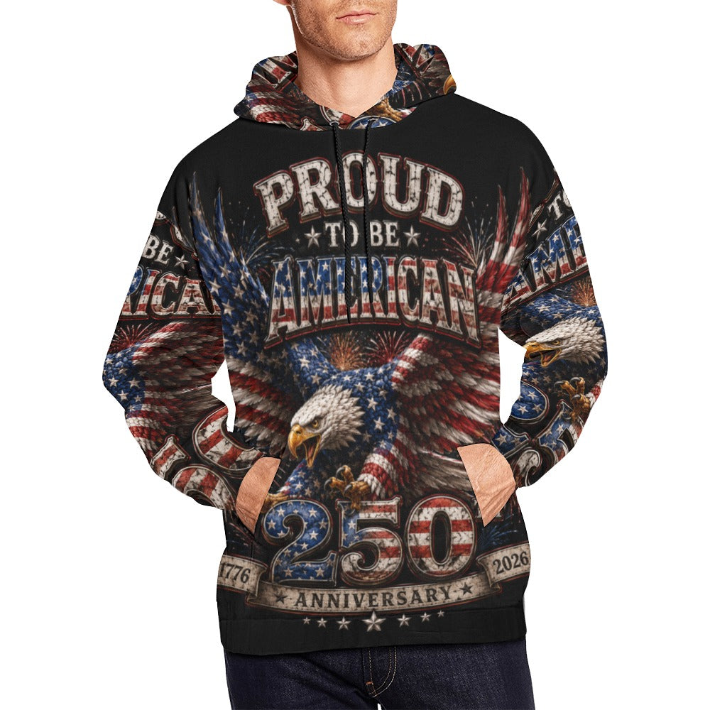 Proud to be American - 250th anniversary w Fireworks Men's All Over Print Hoodie (USA Size) (Model H13)