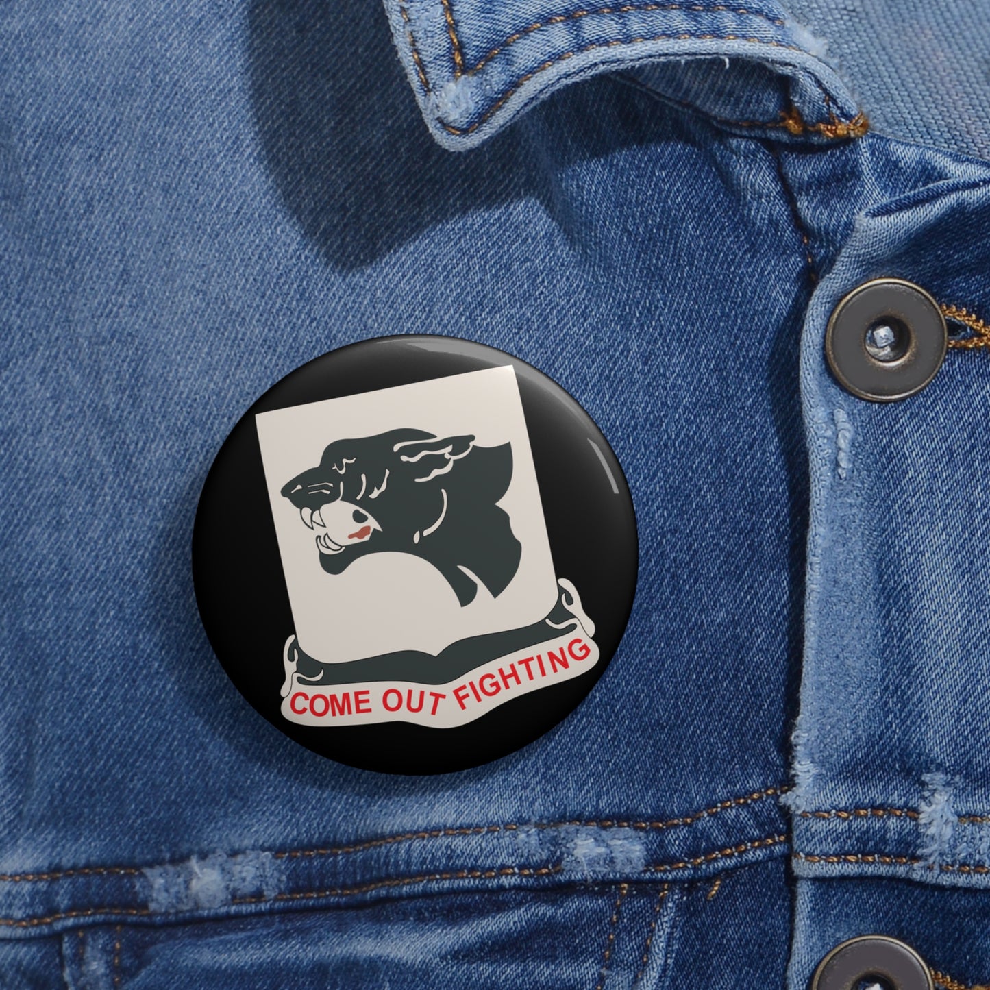 Custom Pin Button – Army - 761st Tank Battalion - Black Panthers wo Txt